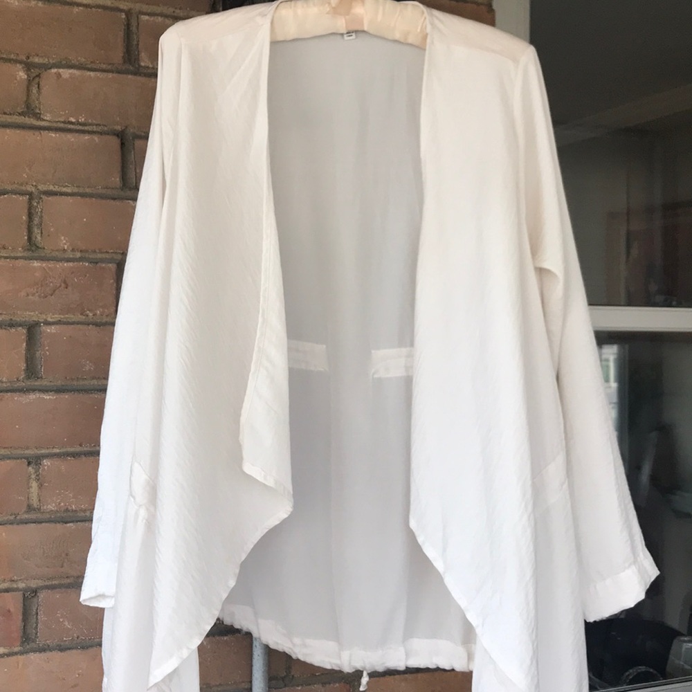 Bobeau long silky open cardigan/blouse